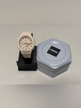 G-Shock Beige and Gold Resin Analog-Digital Watch